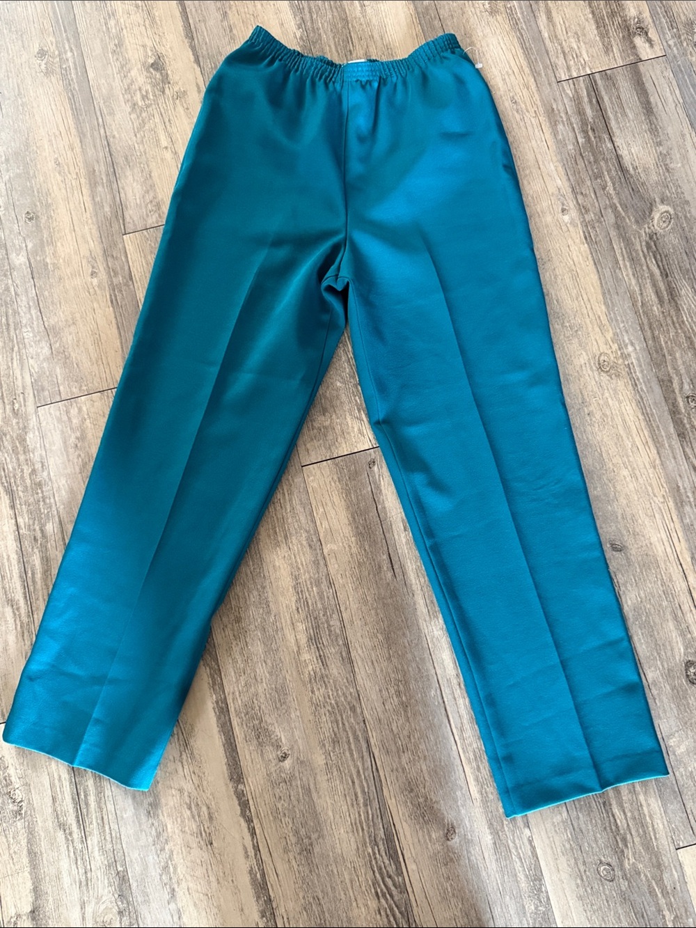 Vintage Koret Teal Straight-Leg Elastic Waist Dress Pants